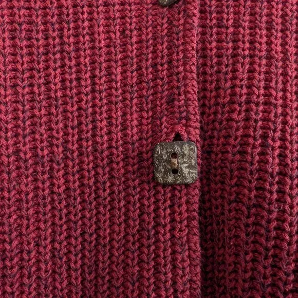 MARGARET WINTERS Cardigan S Red Brown Color Block Longline Button Front Sweater‎ - Picture 4 of 15
